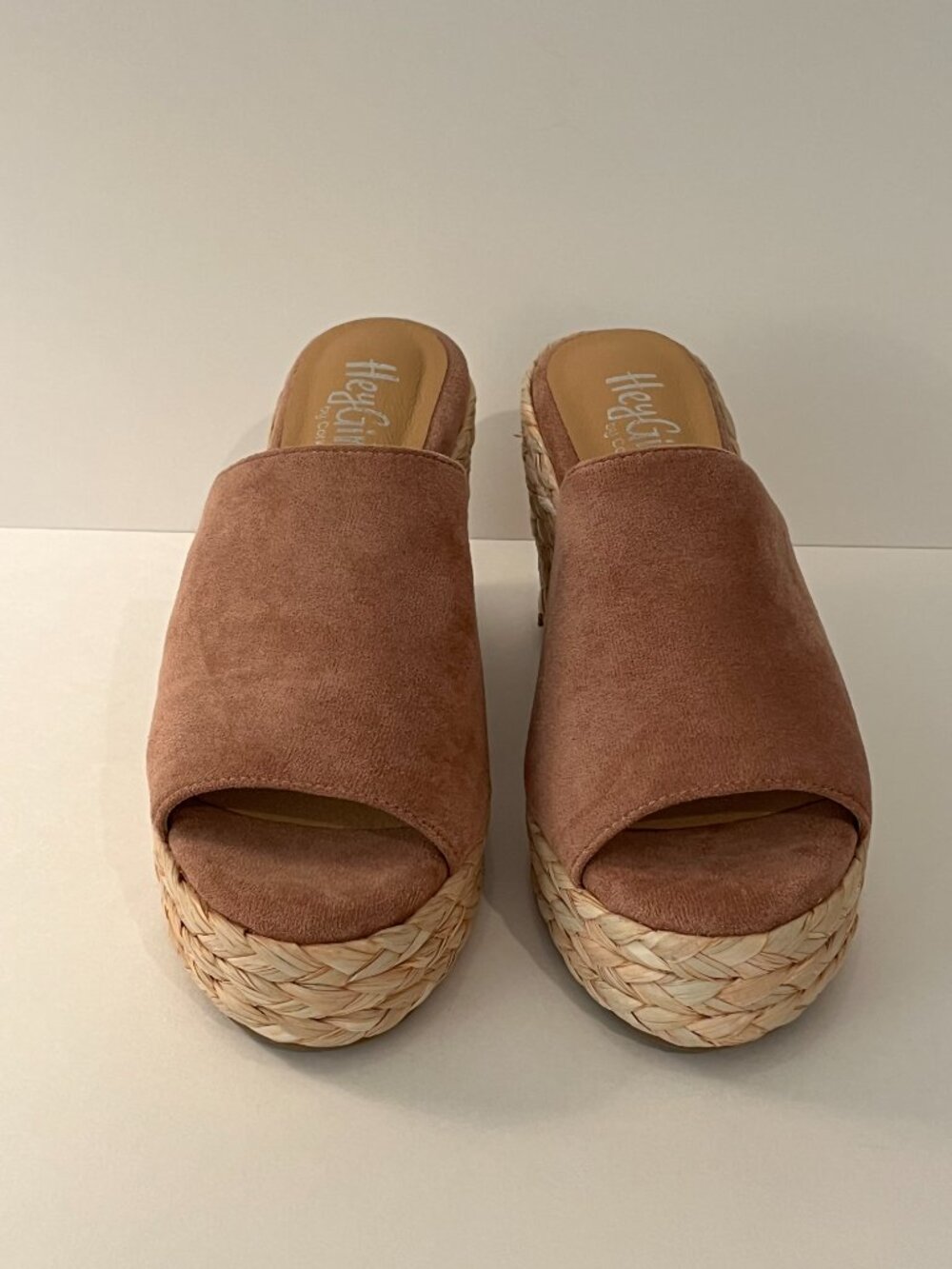 Hey Girl by Corkys Slip On Jute Braided Platform Faux Suede Sandals Size 9 NWOB - Picture 2 of 14